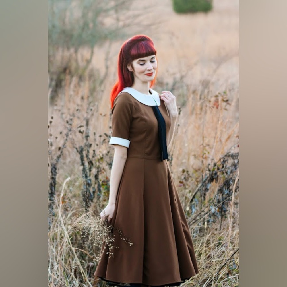 Hell Bunny Vixen Dress in Brown White Black Sz S White is Drab Trashy Diva